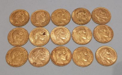 null 
15 pièces de 20 Francs or Napoléon III

Usures





Frais 17 % HT soit 20.40...