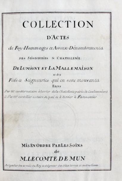 null [MANUSCRIT / AVEUX / BRIE]. «Collection d'actes de foy-hommages et aveux-dénombrements...