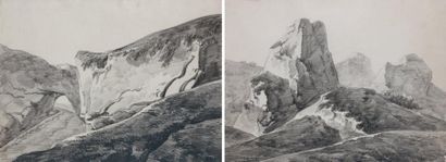 Alphonse Nicolas Michel MANDEVARE (1759 - 1829) Six paysages aux grands arbres Six...