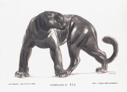Paul JOUVE (1878 - 1973) Panthère noire. Lithographie originale faite spécialement...