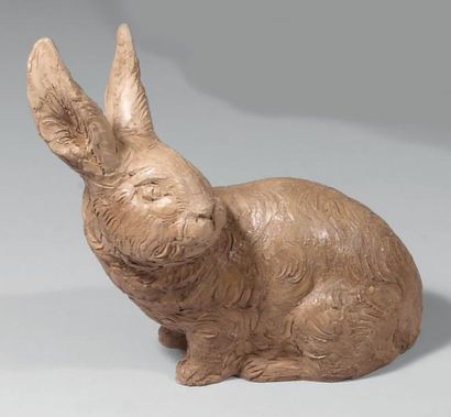 Valentina ZEILE (née en 1937) Le lapin Terre cuite originale signée en creux sur...