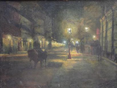 ECOLE FRANÇAISE du XIXème siècle, entourage de Georges STEIN Paris La nuit Huile...