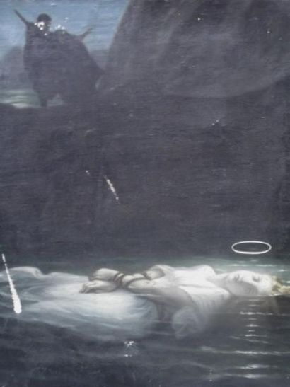 D'après Paul DELAROCHE La jeune martyre Huile sur toile 45 x 40 cm. (Accidents) Réplique...