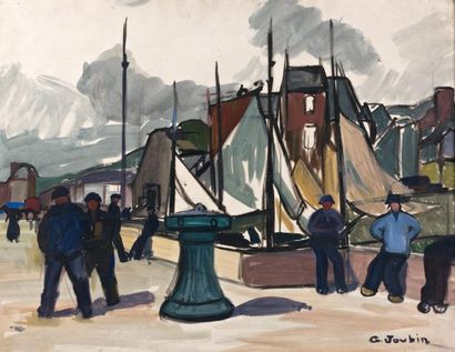 Georges JOUBIN (1888-1983) Honfleur Aquarelle et gouache, signée en bas à droite...