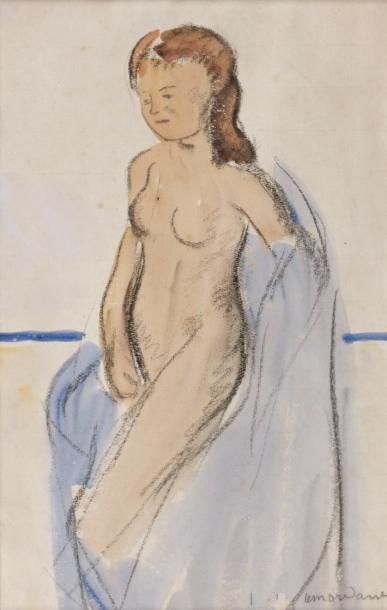 Jean-Julien LEMORDANT (1878-1968) Baigneuse à la serviette bleue, étude pour l'Été...