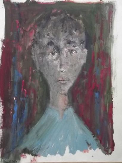 Jean PELETIER (1907-1984) Le jeune-homme, 1962 Gouache sur papier marouflé sur toile,...