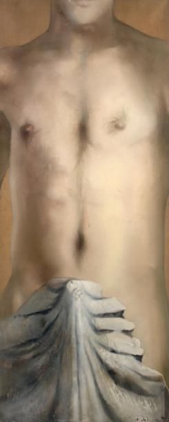 Harold STEVENSON (Né en 1929) Buste d'homme au drapée blanc Huile sur toile, signée...