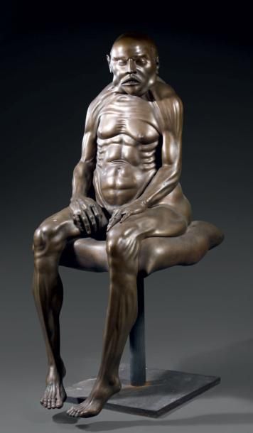 Félix RECONDO (Né en 1932) Homme assis, 1983 Épreuve en bronze patiné, signée, numérotée...