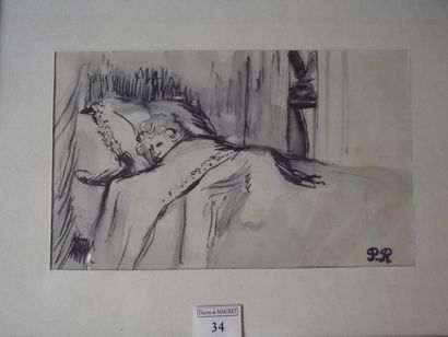 Pierre ROY (1880 - 1950) Femme endormie Encre, signée du cachet de l'atelier PR 10,5...