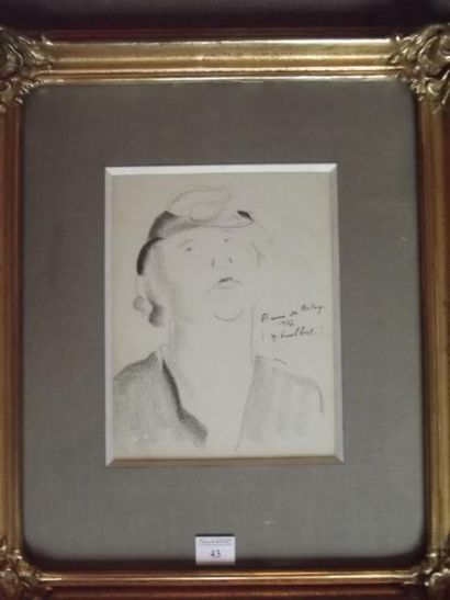 Pierre de BELAY (1890 - 1947) Portrait d'Yvette Guilbert Dessin, signé en bas à droite...