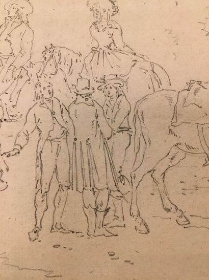 null Jean Louis DEMARNE (Bruxelles 1752 - Paris 1829). Cavaliers et promeneurs. Pierre...