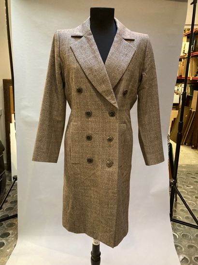 null "YVES SAINT LAURENT Rive Gauche - Manteau croisé en laine et cachemire à motif...