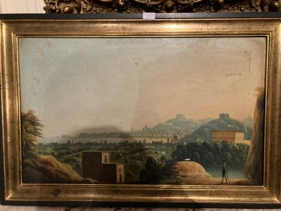 null School of the XIXth century 

View of a bay in Naples 

Oil on canvas framed...