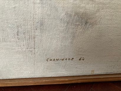 null Lot comprenant deux huiles sur toile abstraites, une signée Chaminade 64 probablement...