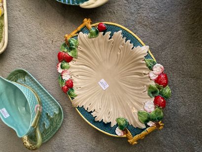 null Earthenware set including a dish with strawberry decoration in trompe- il Christian...