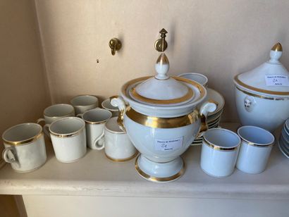 null Various parts of white and gold porcelain tea and coffee services.

Wear and...