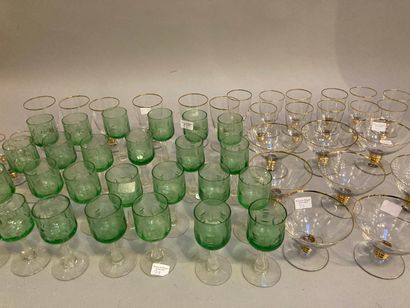 Suite of 26 white wine glasses with glass...