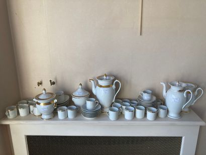 null Various parts of white and gold porcelain tea and coffee services.

Wear and...
