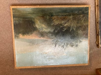 null 
Strong lot of oils on PAPER and canvas some dated representing landscapes and...