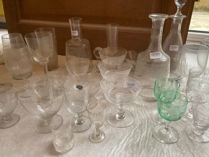 Mismatched glassware handle, various, cups,...