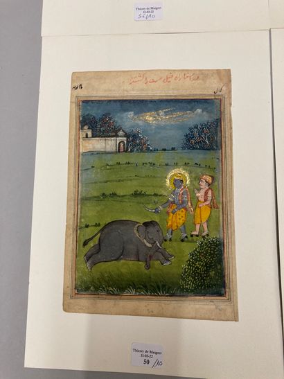 null Ensemble de dix peintures hindoues. Inde, XXe siècle
Gouaches polychromes peintes...