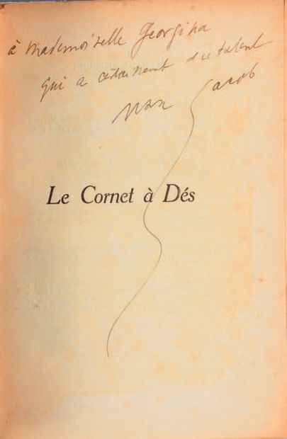 JACOB (Max). Le Cornet à dés. Paris, 1917. In-12 carré broché.
ÉDITION ORIGINALE....