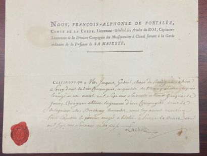 null Absolute discharge, printed letterhead, of François Alphonse de Portalèz, Count...
