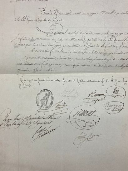 Fusil d'honneur, document manuscrit (ampliation)...