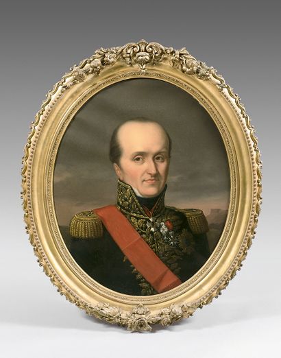 Huile sur toile ovale : Portrait du général...