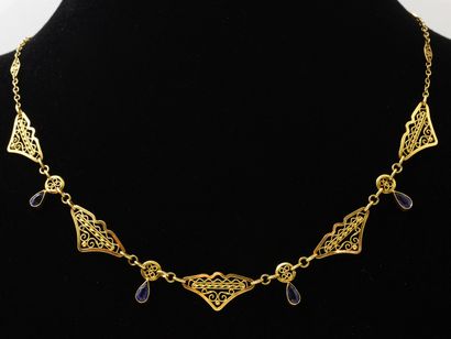 null Necklace collar in gold 750 thousandths, composed of triangular links finely...