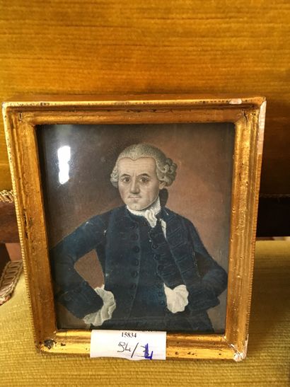 null Lot of 4 small framed: School of the XIXth century, Portrait of a man with a...
