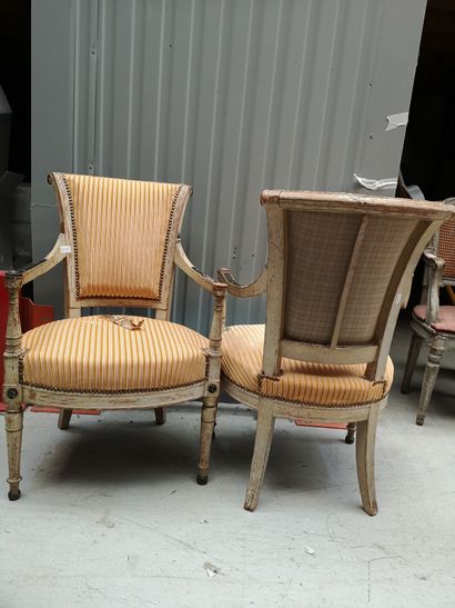 Suite of four armchairs in lacquered wood...