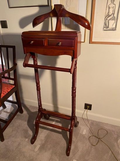 null Nightstand in stained wood, mahogany style, with two drawers in the front

H...