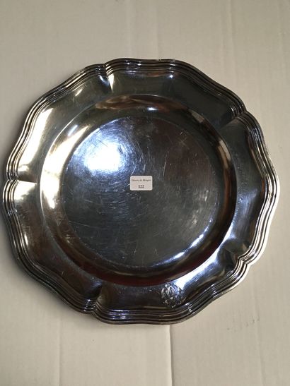 
Silver platter with contoured fillets, numbered,...