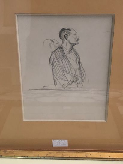 null Jean Louis FORAIN (1852-1931), Buste d'homme, crayon signé en bas, 25x20 cm....