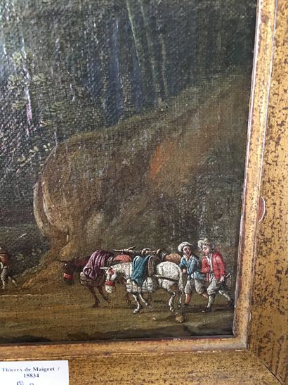 null Ecole hollandaise du XVIIIème siècle, Paysage animé, huile sur toile marouflée...