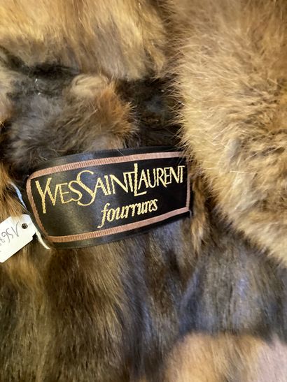 null YVES SAINT LAURENT Furs - Brown ochre cotton and silk fur coat, collar, facing...
