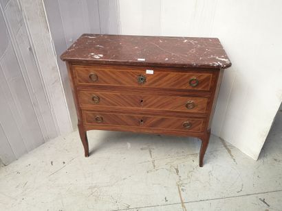 Veneered chest of drawers, opening with three...