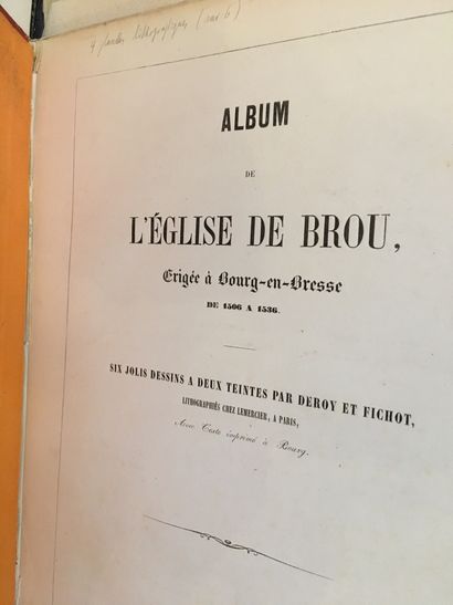 null Pochette de gravures diverse : dont album de Brou, livres découpés, études ...
