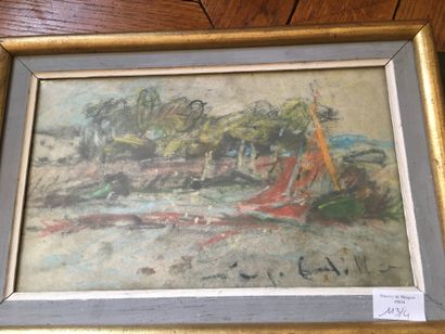 null Lot of 4 landscapes,Landscapes two oil on canvas (trace of signature),View of...
