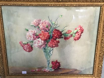 null ROSENSTOCK Isidore (1880 - 1956), Bouquets d' illets, aquarelle signée en bas...