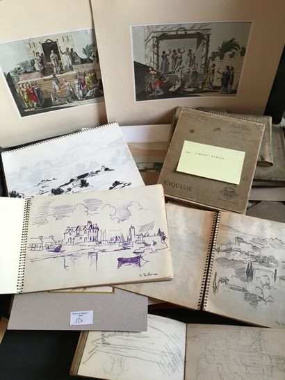 null Lot de carnets à dessins dont série sur la Corse, études diverses, gravures...