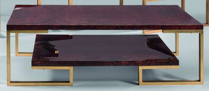 null RIZZO Willy (attributed to)Large coffee table with rectangular tray with double...