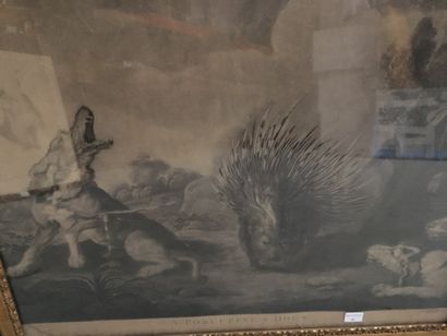 null MURPHY, d'après SNYDERS. Porcupine Dogs. Gravure. Pliures, mouillures, petite...