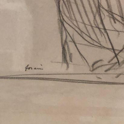 null Jean Louis FORAIN (1852-1931), Buste d'homme, crayon signé en bas, 25x20 cm....