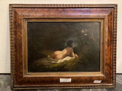 null André Emile LARCHER 

(Actif vers 1879 - 1896)

Femme nue étendue

Panneau 

17,5...