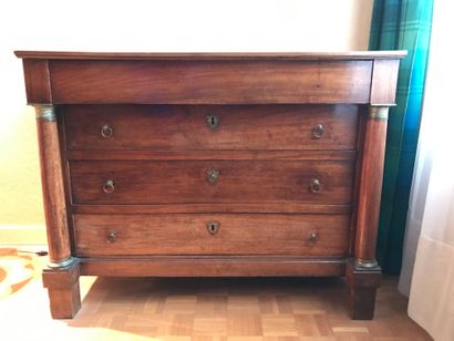 null Ref 14 / Chest of drawers with detached columns in natural walnut, opening with...