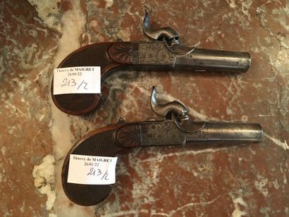 Pair of miniature pistols, monogrammed AF...