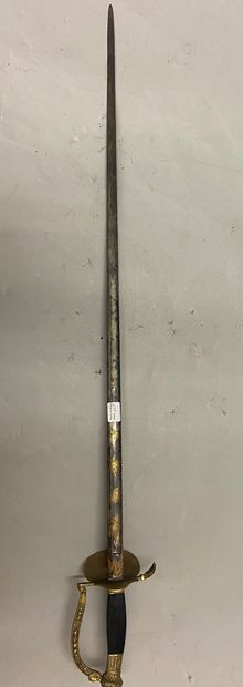 null Sword of naval officer, guard with a branch out of engraved and gilded brass,...