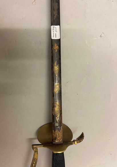 null Sword of naval officer, guard with a branch out of engraved and gilded brass,...